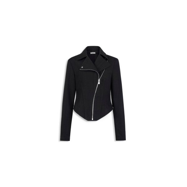 Alaia wool denim biker jacket
