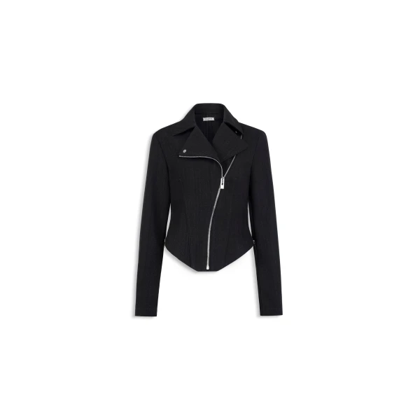 Wool Denim Biker Jacket