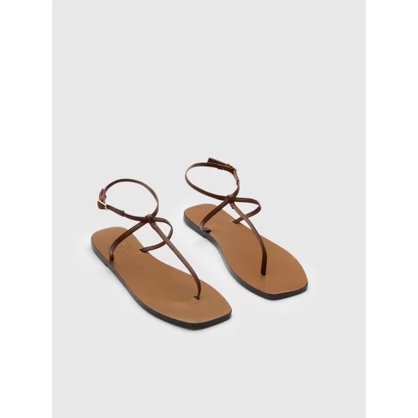 ATP Atelier Alassio in Cannella Flat Sandals Brown