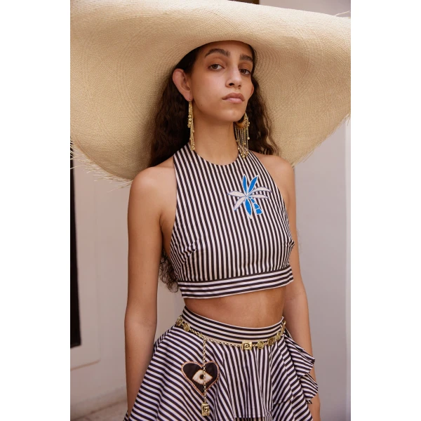 Alémais Sirocco Embroidered Halter Top
