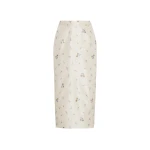 Alessandra Rich Floral-Print Silk Taffeta Midi Skirt in White and Multi