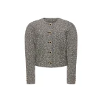 Alessandra Rich Melange Sequin Tweed Jacket in Black and White Melange
