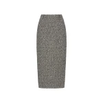 Alessandra Rich Melange Sequin Tweed Midi Skirt in Black and White Melange