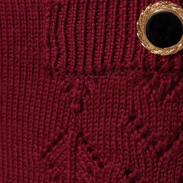 Alessandra Rich Merino Wool Lace-Knit Mini Skirt in Bordeaux, view 6