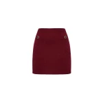 Alessandra Rich Merino Wool Lace-Knit Mini Skirt in Bordeaux
