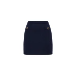 Alessandra Rich Merino Wool Lace-Knit Mini Skirt in Navy Blue