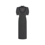 Alessandra Rich Polka-Dot Silk Midi Dress in Black and White