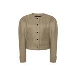 Alessandra Rich Prince of Wales Wool Jacket in Green and Beige