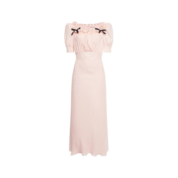 Alessandra Rich Silk Jacquard Dress with Square Neckline in Light Pink