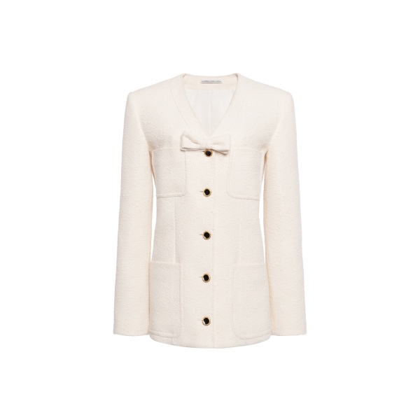 Alessandra Rich Tweed Bouclé Jacket in Ivory