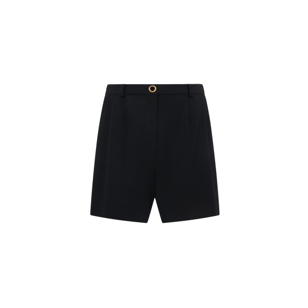 Alessandra Rich Wool Crêpe Bermuda Shorts in Black