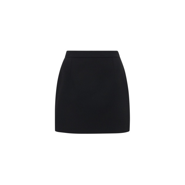Alessandra Rich Wool Crêpe Mini Skirt in Black