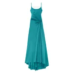 Alexander McQueen Asymmetric Drape Evening Dress in Blue - Dresses - British Luxury Tailoring at Coveti