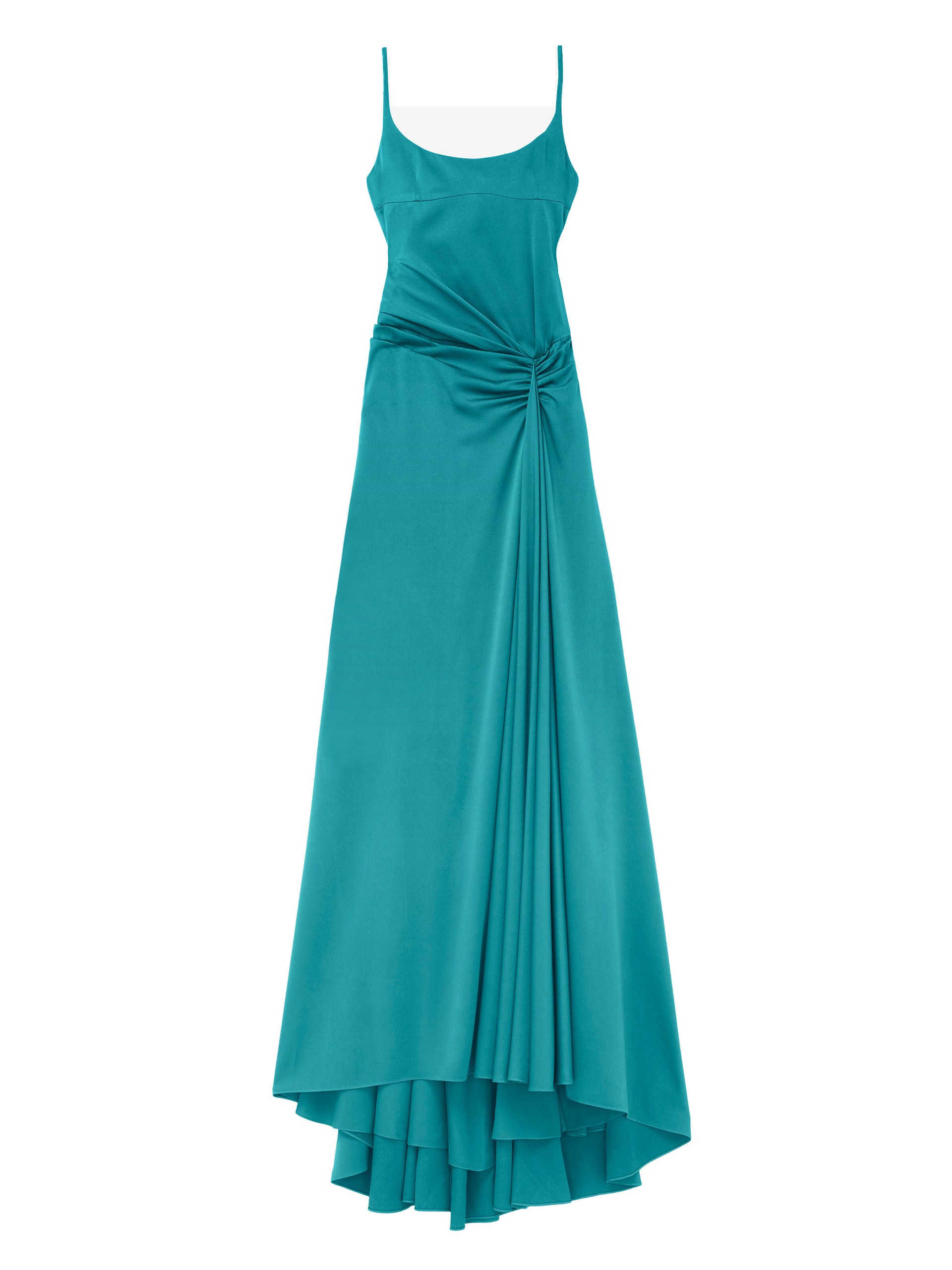 Alexander McQueen Asymmetric Drape Evening Dress in Blue - Dresses - British Luxury Tailoring at Coveti Alexander McQueen Asymmetric Drape Evening Dress in Blue - Dresses - British Luxury Tailoring at Coveti