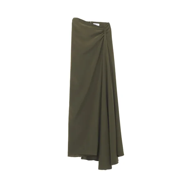 Alexander McQueen Asymmetric Waist Maxi Skirt in Green - Skirts - British Luxury Tailoring at Coveti