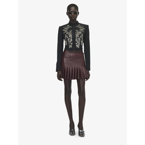 Alexander McQueen Floral Embroidery Cropped Jacket - Jackets - British Luxury Tailoring at Coveti