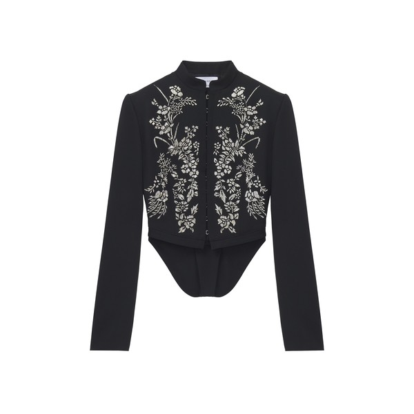 Alexander McQueen Floral Embroidery Cropped Jacket - Jackets - British Luxury Tailoring at Coveti