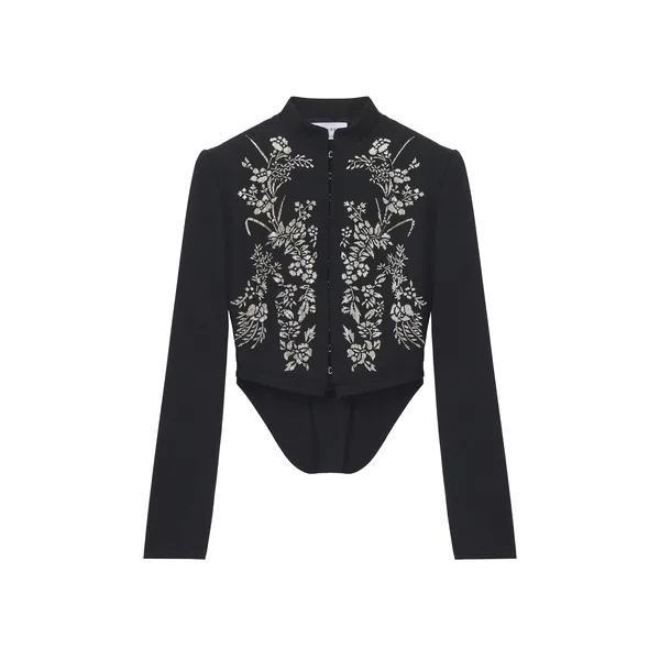Alexander McQueen Floral Embroidery Cropped Jacket - Jackets - British Luxury Tailoring at Coveti