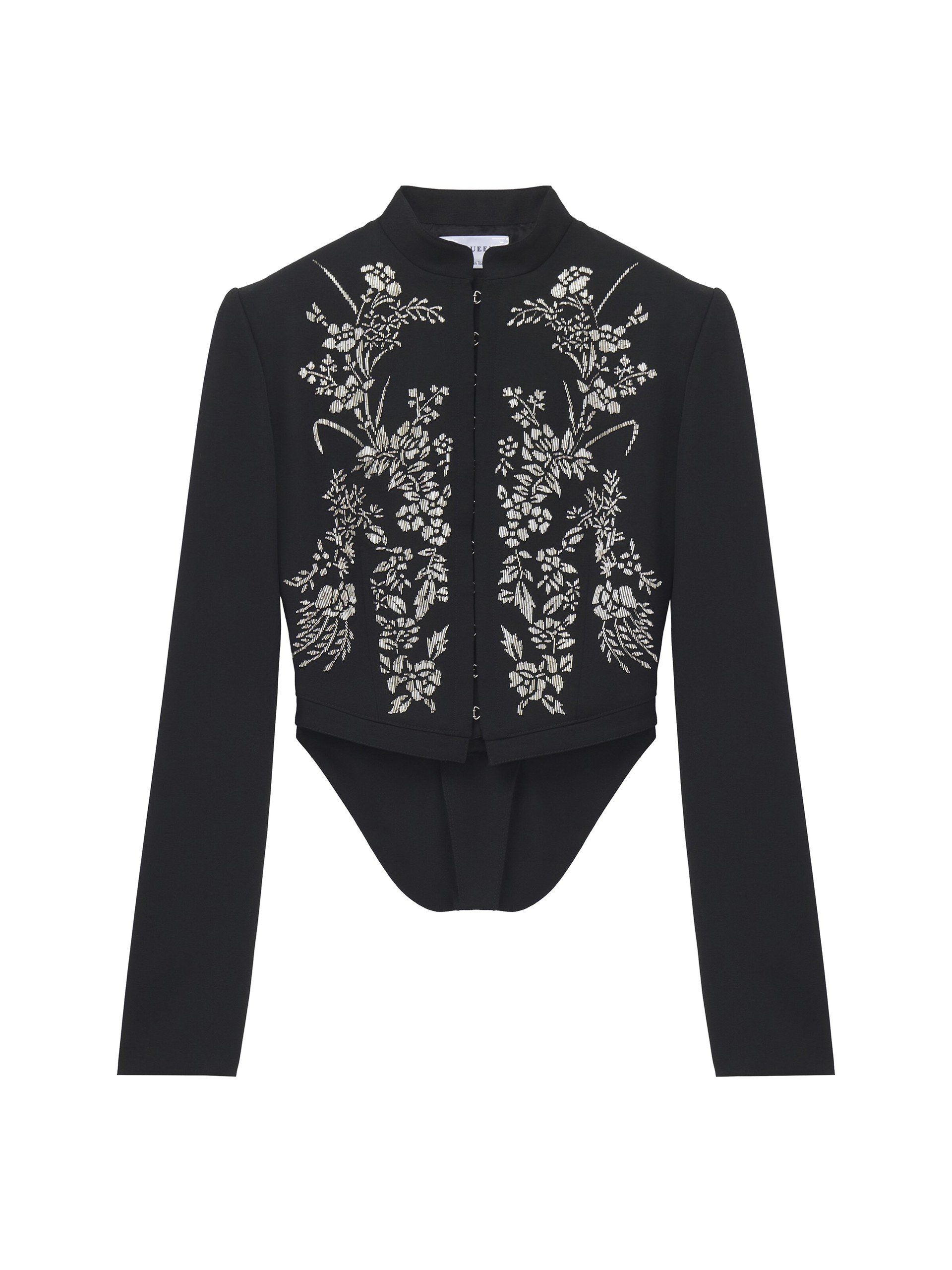 Alexander McQueen Floral Embroidery Cropped Jacket - Jackets - British Luxury Tailoring at Coveti Alexander McQueen Floral Embroidery Cropped Jacket - Jackets - British Luxury Tailoring at Coveti