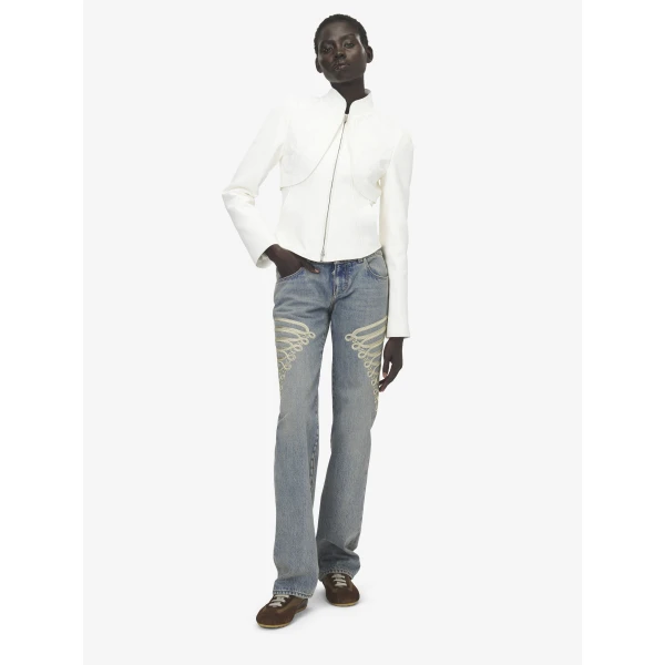 Alexander McQueen Floral Embroidery Leather Jacket - Jackets - British Luxury Tailoring at Coveti