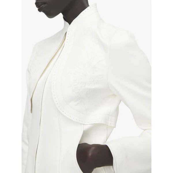 Alexander McQueen Floral Embroidery Leather Jacket - Jackets - British Luxury Tailoring at Coveti