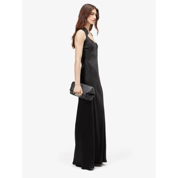Alexander McQueen Floral Lace Evening Dress in Black - Dresses - British Luxury Tailoring at Coveti