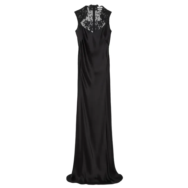 Floral Lace Evening Dress in Black