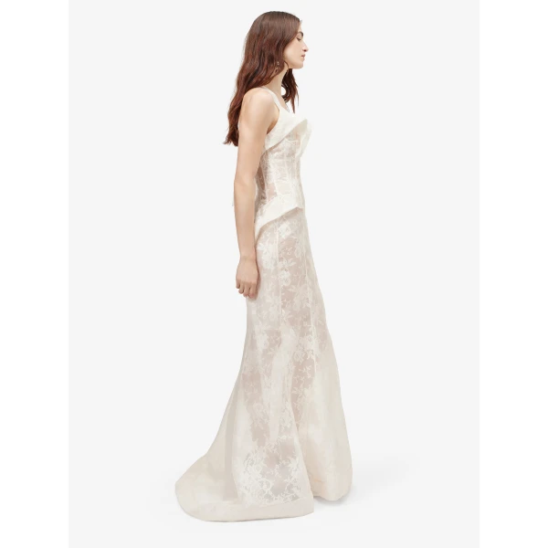 Alexander McQueen Floral Lace Evening Dress in Pink - Dresses - British Luxury Tailoring at Coveti