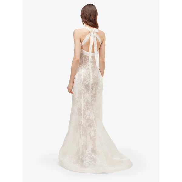 Alexander McQueen Floral Lace Evening Dress in Pink - Dresses - British Luxury Tailoring at Coveti