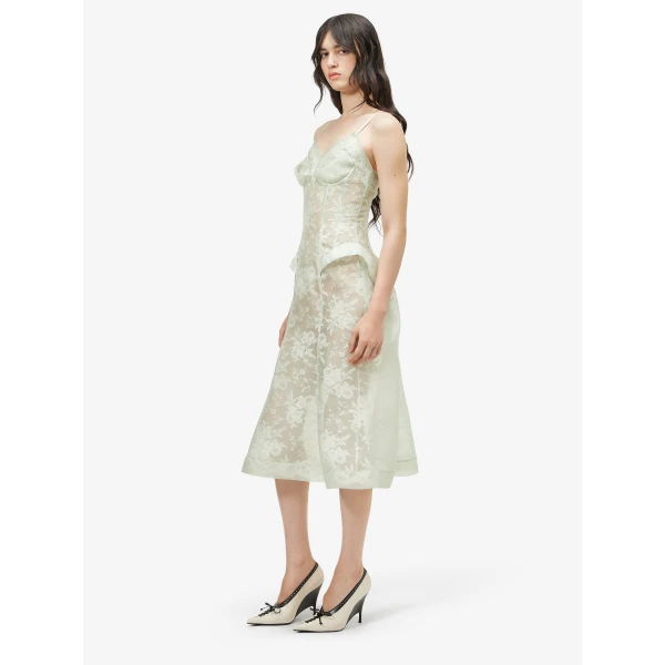 Alexander McQueen Floral Lace Midi Dress - Dresses - British Luxury Tailoring at Coveti