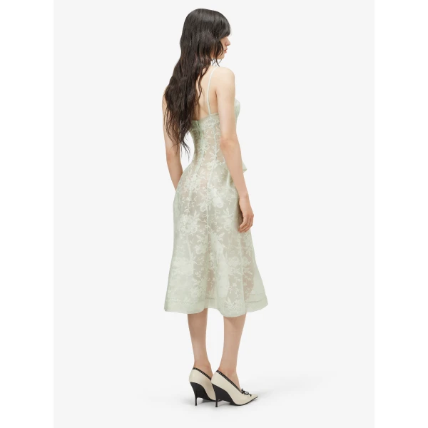 Alexander McQueen Floral Lace Midi Dress - Dresses - British Luxury Tailoring at Coveti