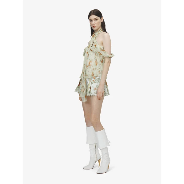 Alexander McQueen Floral Pleated Top - Tops - British Luxury Tailoring at Coveti