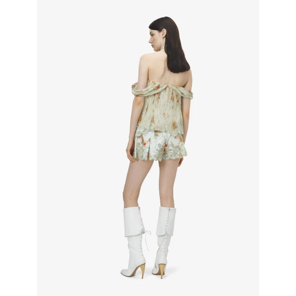 Alexander McQueen Floral Pleated Top - Tops - British Luxury Tailoring at Coveti