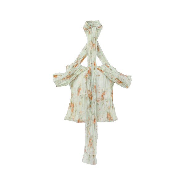 Alexander McQueen Floral Pleated Top - Tops - British Luxury Tailoring at Coveti