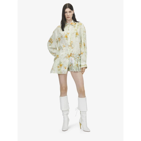 Alexander McQueen Floral Print Pyjama Shirt - Tops - British Luxury Tailoring at Coveti