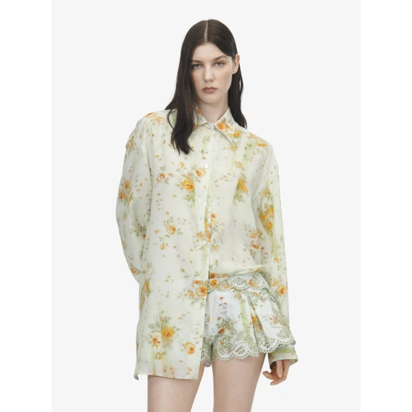 Alexander McQueen Floral Print Pyjama Shirt - Tops - British Luxury Tailoring at Coveti