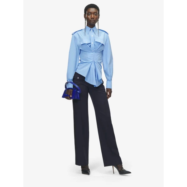 Alexander McQueen Gathered Long-Sleeved Shirt - Tops - British Luxury Tailoring at Coveti