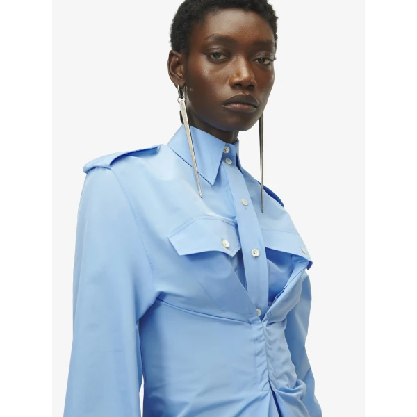 Alexander McQueen Gathered Long-Sleeved Shirt - Tops - British Luxury Tailoring at Coveti