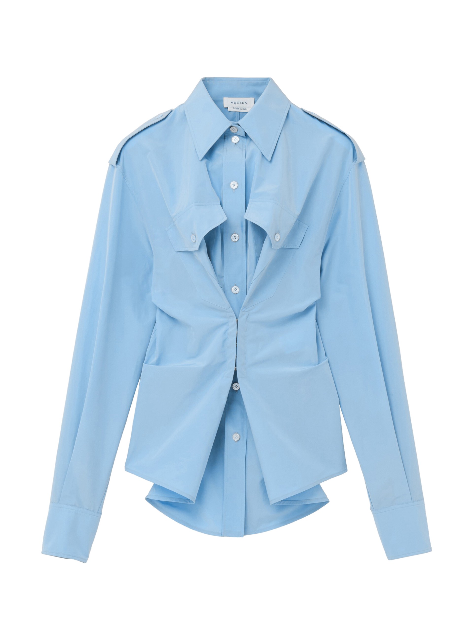 Alexander McQueen Gathered Long-Sleeved Shirt - Tops - British Luxury Tailoring at Coveti Alexander McQueen Gathered Long-Sleeved Shirt - Tops - British Luxury Tailoring at Coveti