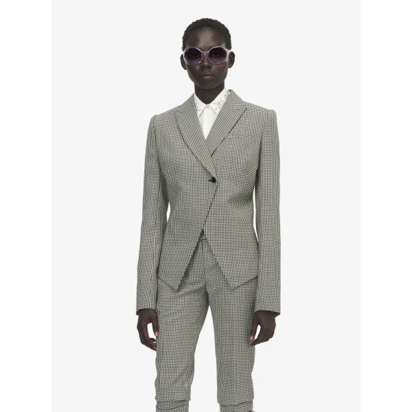 Alexander McQueen Gingham Check Cutaway Jacket - Jackets - British Luxury Tailoring at Coveti