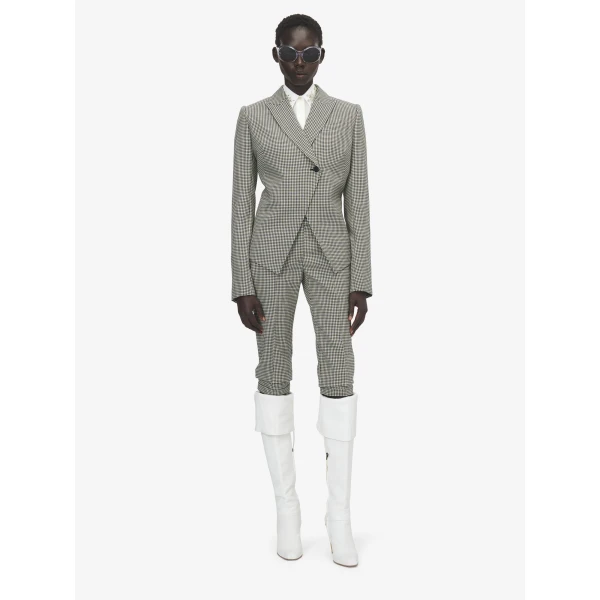 Alexander McQueen Gingham Check Tailored Capri Trousers - Pants - British Luxury Tailoring at Coveti