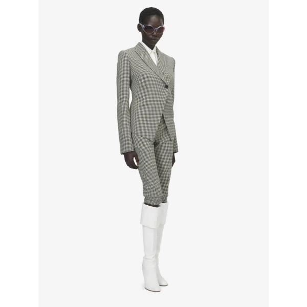 Alexander McQueen Gingham Check Tailored Capri Trousers - Pants - British Luxury Tailoring at Coveti