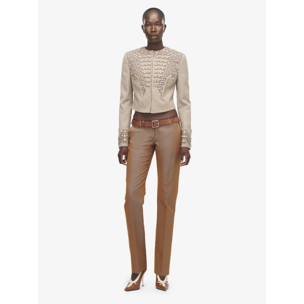 Alexander McQueen Iridescent Bumster Trousers - Pants - British Luxury Tailoring at Coveti