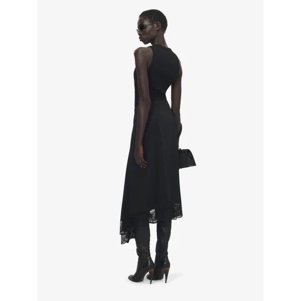 Alexander McQueen Lace Hem Asymmetric Midi Skirt - Skirts - British Luxury Tailoring at Coveti