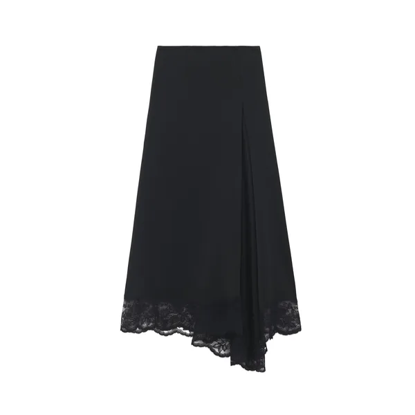 Lace Hem Asymmetric Midi Skirt