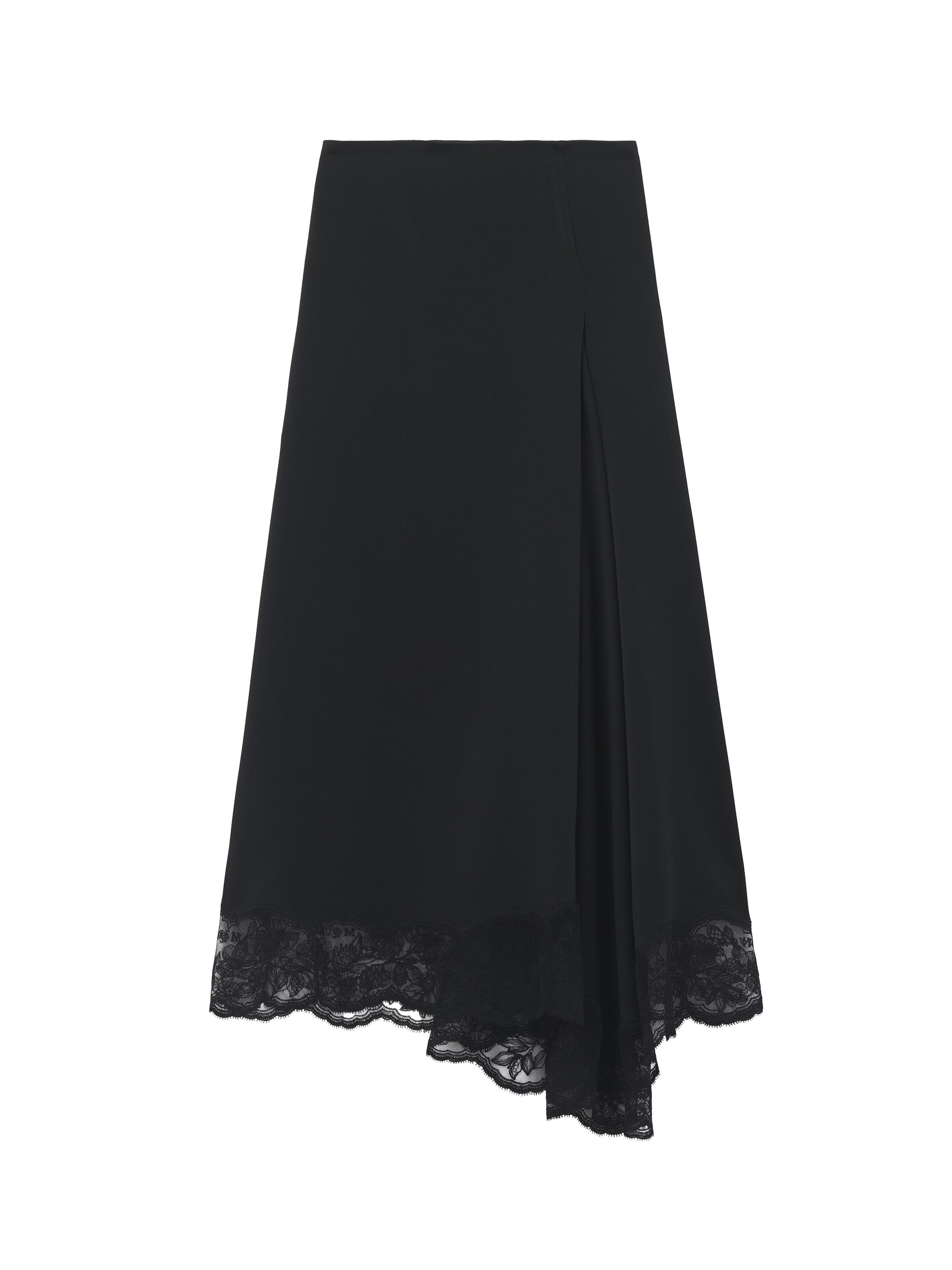 Alexander McQueen Lace Hem Asymmetric Midi Skirt - Skirts - British Luxury Tailoring at Coveti Alexander McQueen Lace Hem Asymmetric Midi Skirt - Skirts - British Luxury Tailoring at Coveti