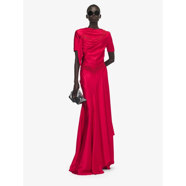 Alexander McQueen Lace Trim Evening Dress - Dresses - British Luxury Tailoring at Coveti