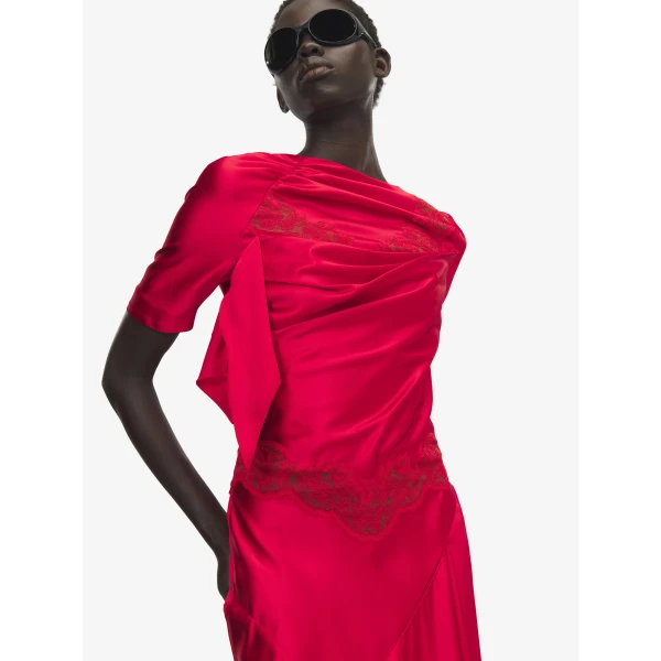 Alexander McQueen Lace Trim Evening Dress - Dresses - British Luxury Tailoring at Coveti