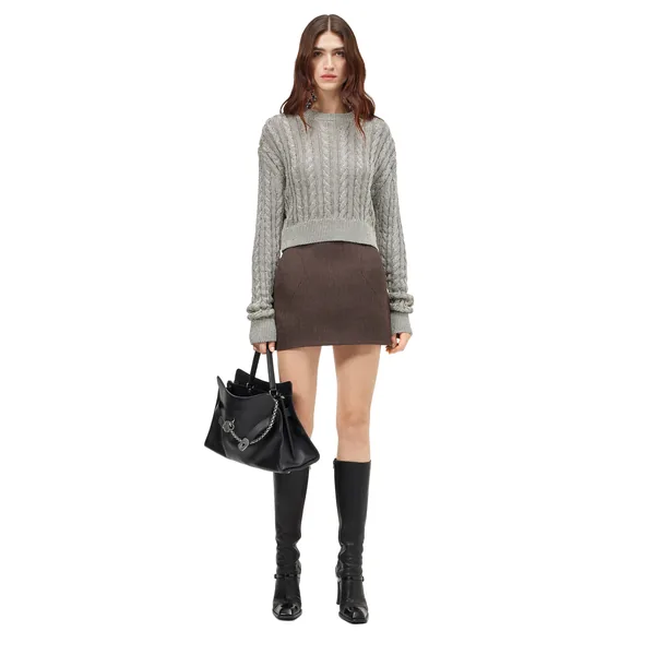 Alexander McQueen Metallic Cable Knit Jumper - Knitwear - British Luxury Tailoring at Coveti
