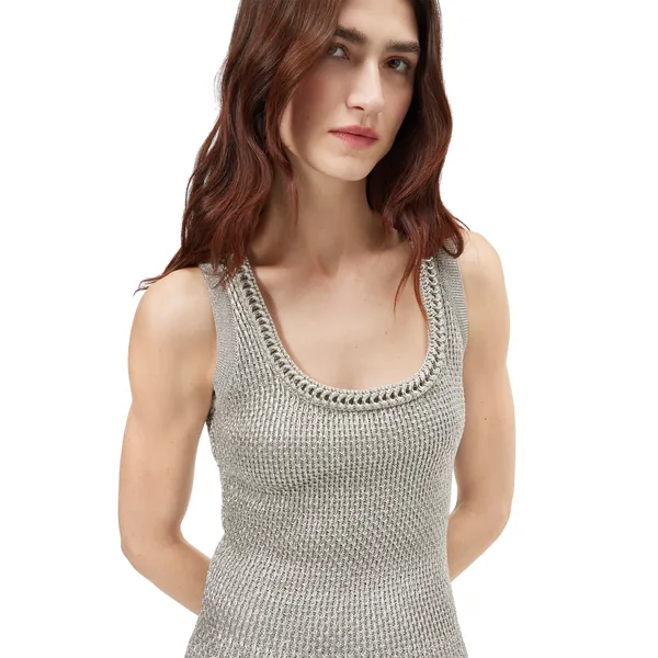 Alexander McQueen Metallic Knit Mini Dress - Dresses - British Luxury Tailoring at Coveti
